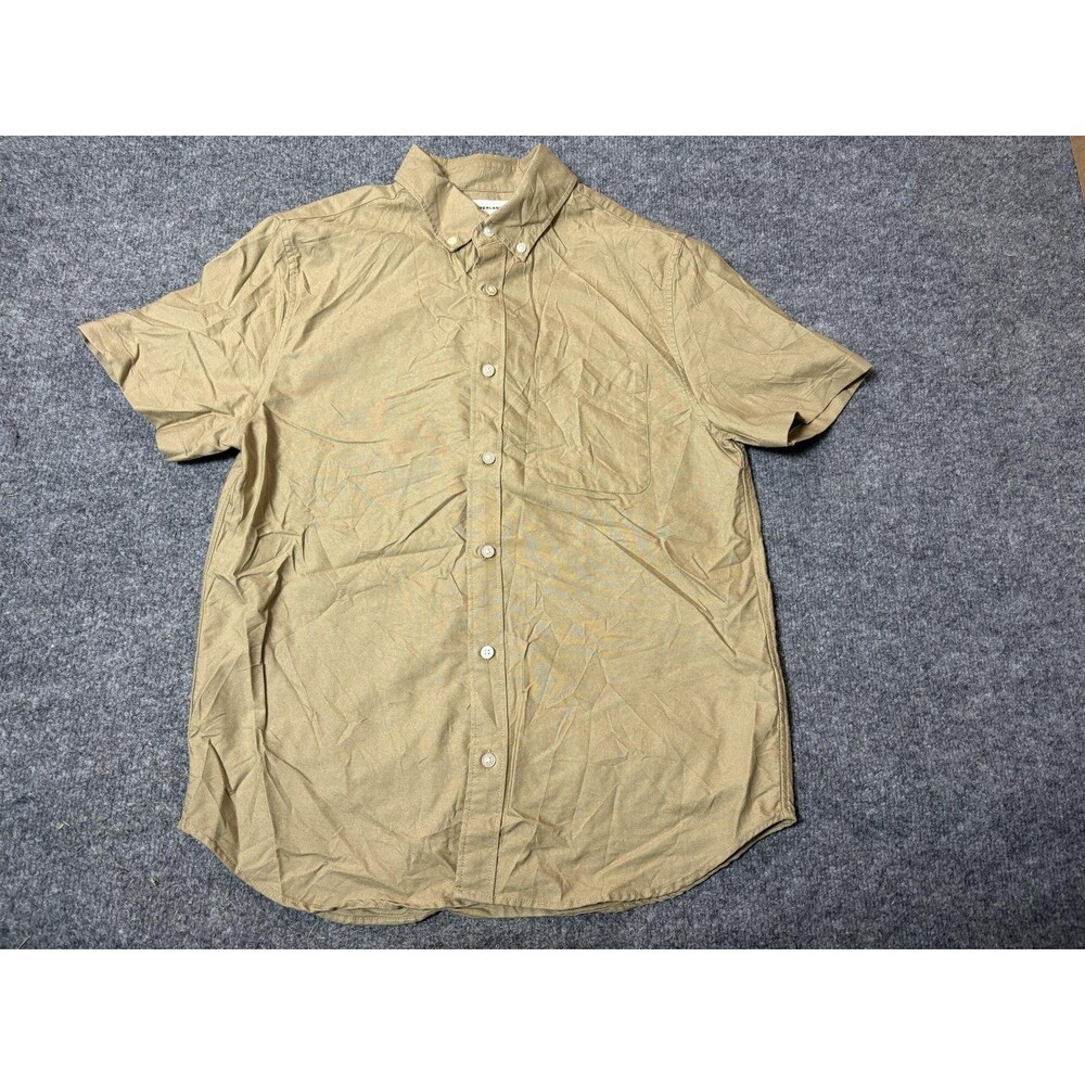 Everlane Shirt Mens S Beige Short Sleeve Organic Cotton Button-Down Casual